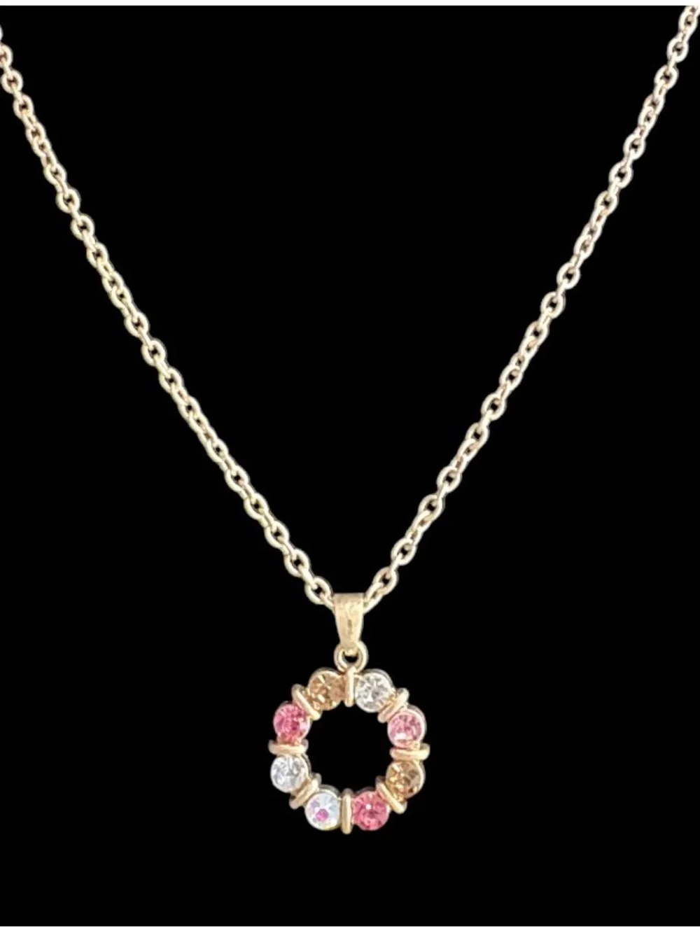 Plunder Gold-Tone Circle Necklace with Pink, Purple, Clear & Champagne Crystals